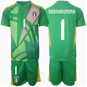 Italia Gianluigi Donnarumma #1 Portiere Maglia Gara Trasferta Repliche Europei 2024 Bambino